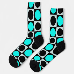 Chaussette à damiers Pois géométriques du cercle noir bleu gé