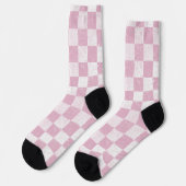 Chaussette À damiers rose et blanc rustique (Gauche)