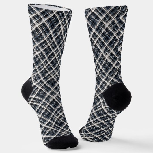 Chaussette à damiers tartan plaid classique noir blanc textur (Angulaire)