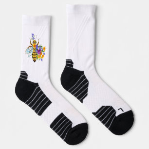 Chaussette Abeille à fleurs avec plantes sauvages