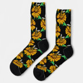Chaussette Abeille sur Tournesol Fleur Motif Design Noir (Gauche)