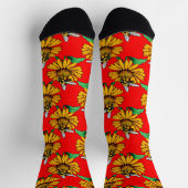 Chaussette Abeille sur Tournesol Fleur Motif Design rouge (Haut)