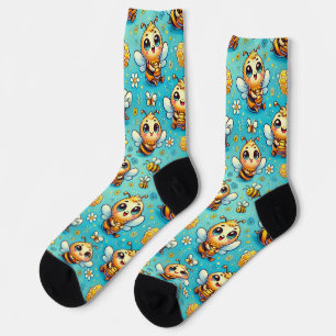 Chaussette 🐝✨ Abeilles de dessin animé mignonnes, cadeau quo