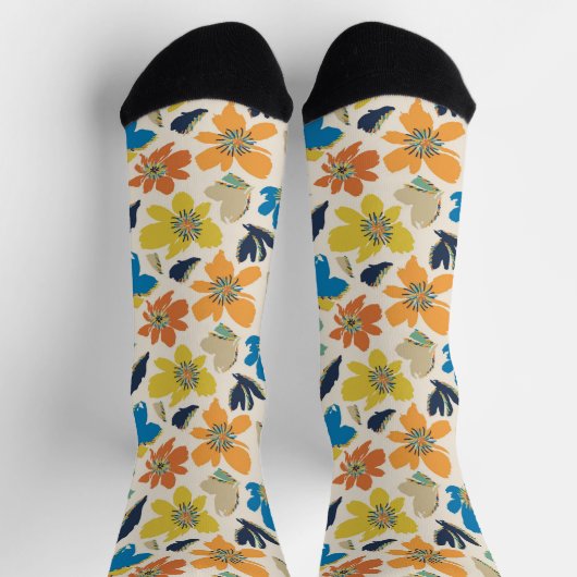 Chaussette Abstract Hand-Drawn Boho Floral Pattern (Haut)