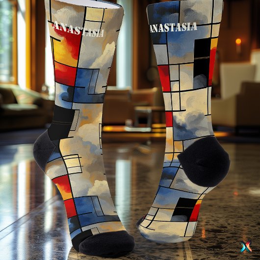 Chaussette Abstract Sky Socks with Geometric Artistic Design