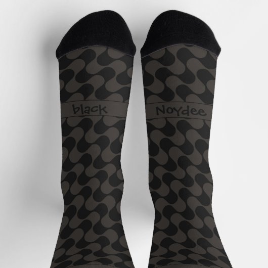 Chaussette Abstract Waves Black and Grey with Text (Haut)