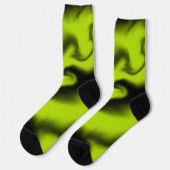 Chaussette Abstrait 3 en noir et vert citron (Gauche)