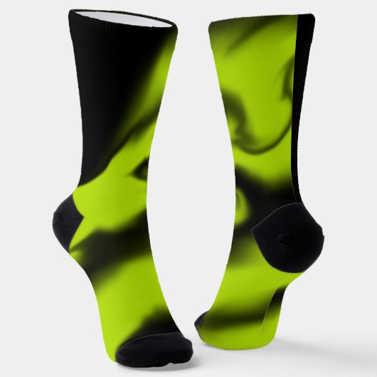 Chaussette Abstrait 3 en noir et vert citron (Angulaire)