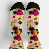 Chaussette Abstrait en rose, Turquoise et jaune (Haut)