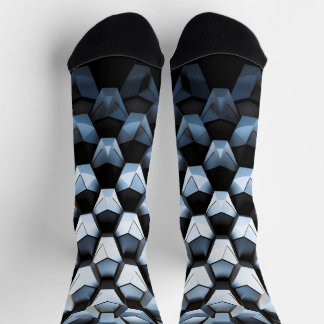 Chaussette Abstrait Futuriste Bleu Géométrique Métallique