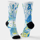 Chaussette Abstrait Happy Whimsical Sun Word Art (Angulaire)