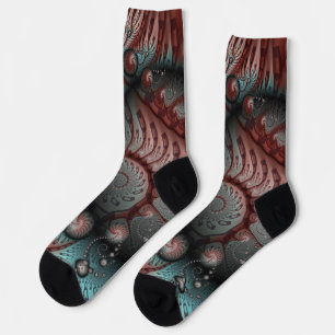 Chaussette Abstrait Imaginaire dynamique Fractal Art Brown Bl