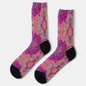 Chaussette Abstrait Magenta Pink, Bleu et Rouge Motif Super (Gauche)