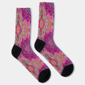 Chaussette Abstrait Magenta Pink, Bleu et Rouge Motif Super (Droite)