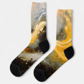 Chaussette Abstrait Moderne Marbre Doré Vagues (Gauche)