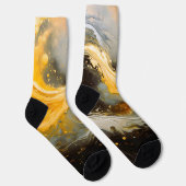 Chaussette Abstrait Moderne Marbre Doré Vagues (Droite)