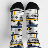 Chaussette Abstrait moderne noir blanc jaune ornement geo (Haut)