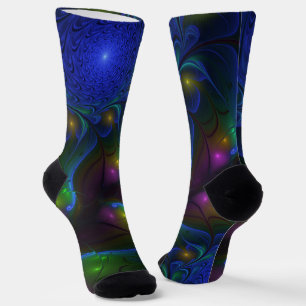Chaussette Abstrait Moderne Trippy Fractal Lumineux Coloré