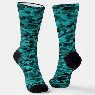 Chaussette Abstrait Motif Turquoise Noir