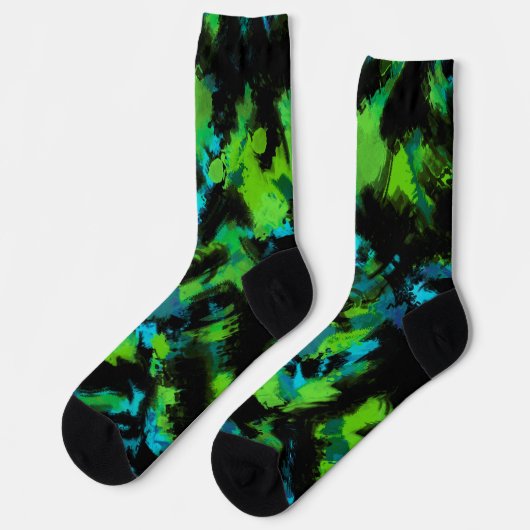 Chaussette Abstrait noir et vert (Gauche)