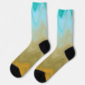 Chaussette Abstrait Ondulé Bleu Vert Orange (Gauche)