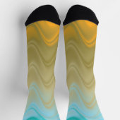 Chaussette Abstrait Ondulé Bleu Vert Orange (Haut)