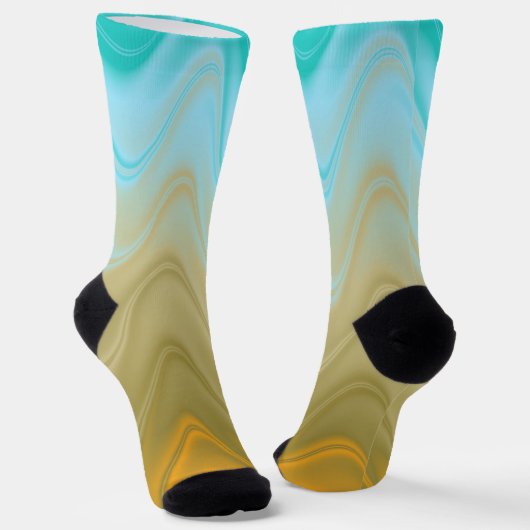 Chaussette Abstrait Ondulé Bleu Vert Orange (Angulaire)