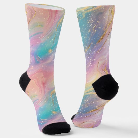 Chaussette Abstrait Pastel Parties scintillant Motif sans cou (Angulaire)