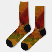 Chaussette Abstrait Rouge Orange Brown Vert Fractal Art Flowe (Gauche)