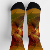 Chaussette Abstrait Rouge Orange Brown Vert Fractal Art Flowe (Haut)