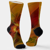 Chaussette Abstrait Rouge Orange Brown Vert Fractal Art Flowe (Angulaire)