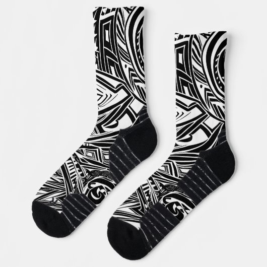 Chaussette Abstrait tribal noir et blanc (Gauche)