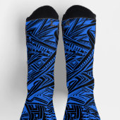 Chaussette Abstrait Tribal Noir Et Bleu (Haut)