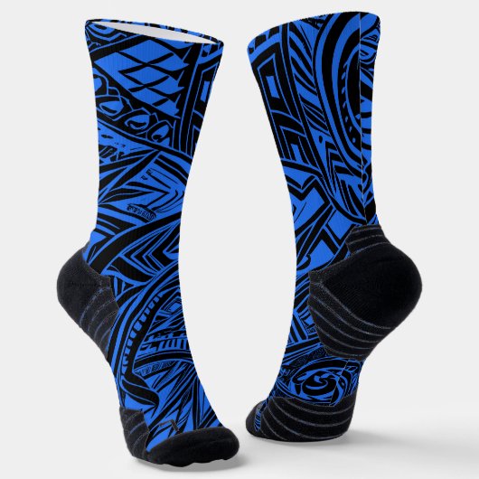Chaussette Abstrait Tribal Noir Et Bleu (Angulaire)