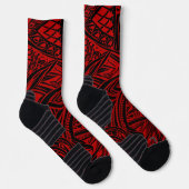 Chaussette Abstrait Tribal Noir Et Rouge (Droite)