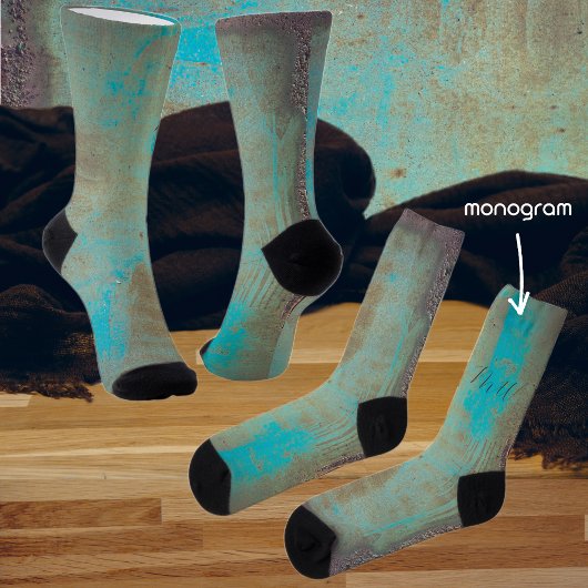 Chaussette Abstrait turquoise et brune