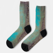 Chaussette Abstrait turquoise et brune (Gauche)