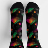 Chaussette Abstrait vibrant à Orange, Magenta sur noir (Haut)