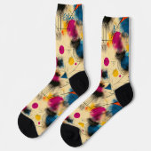 Chaussette Abstrait vibrant en rose, sarcelle et jaune (Gauche)