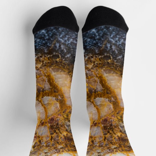 Chaussette Abstraite bronze texture de roche minérale blanche (Haut)