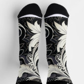 Chaussette Abstraite impression florale noire et blanche (Haut)