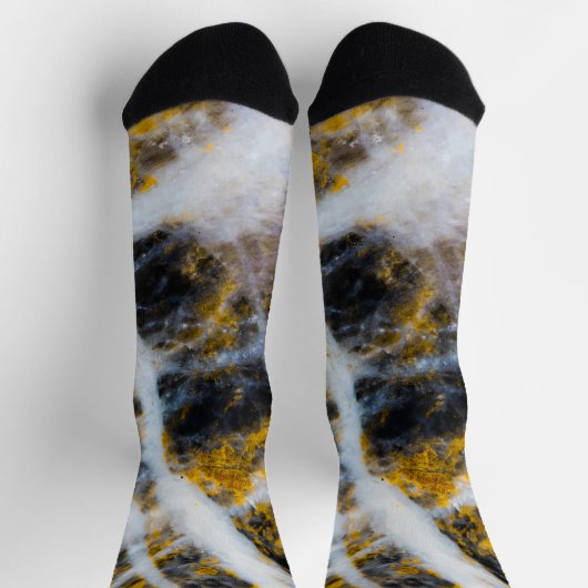 Chaussette Abstraite ligne blanche or texture rocheuse (Haut)