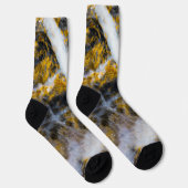 Chaussette Abstraite ligne blanche or texture rocheuse (Droite)