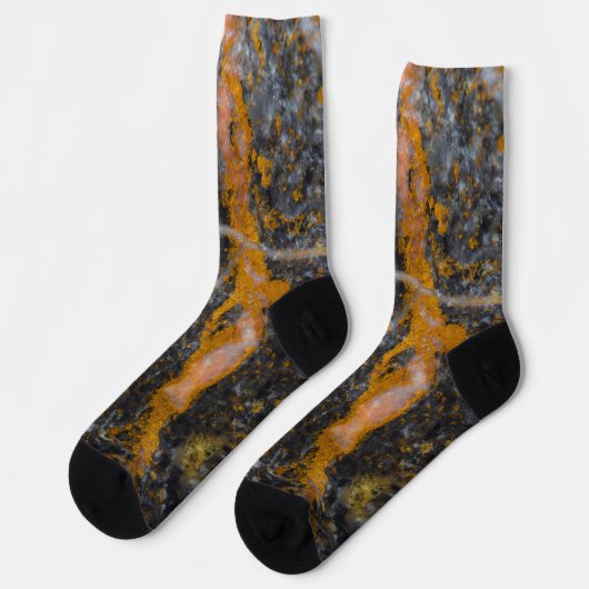 Chaussette Abstraite ligne blanche or texture rocheuse (Gauche)