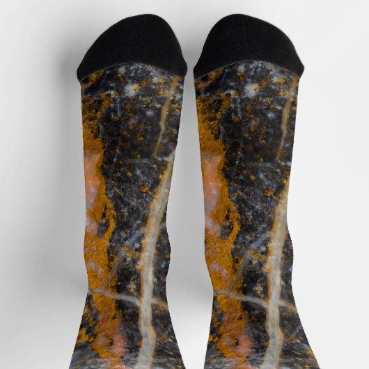 Chaussette Abstraite ligne blanche or texture rocheuse (Haut)