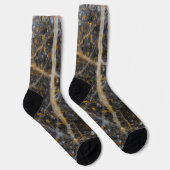 Chaussette Abstraite ligne blanche or texture rocheuse (Droite)