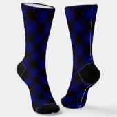Chaussette Accueil tartan bleu noir plaid (Angulaire)