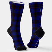 Chaussette Accueil tartan bleu noir plaid (Angulaire)