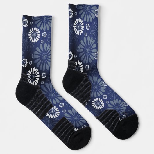 Chaussette Acier bleu Moderne Floral Impression (Droite)