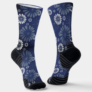 Chaussette Acier bleu Moderne Floral Impression